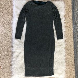 Topshop Midi Bodycon Dress Green Gold Shimmer